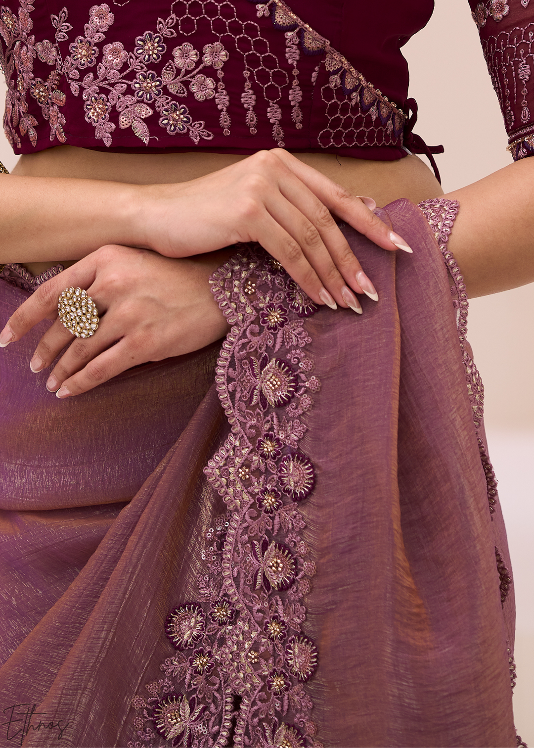 Lavender Iris Dual-Tone Two-Tone Georgette Saree