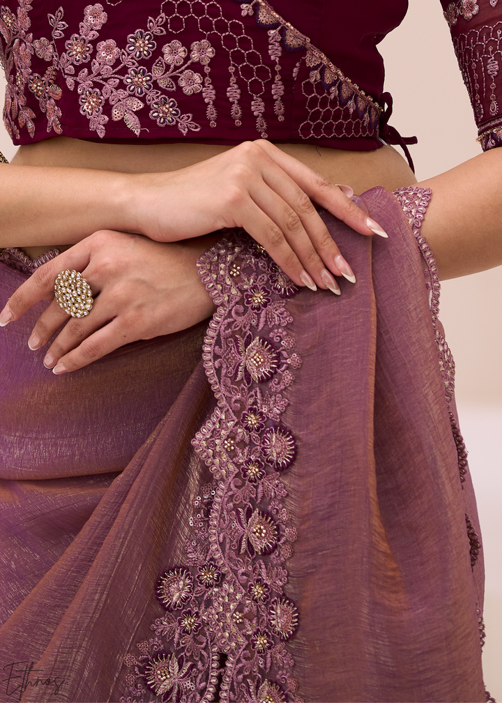 Lavender Iris Dual-Tone Two-Tone Georgette Saree