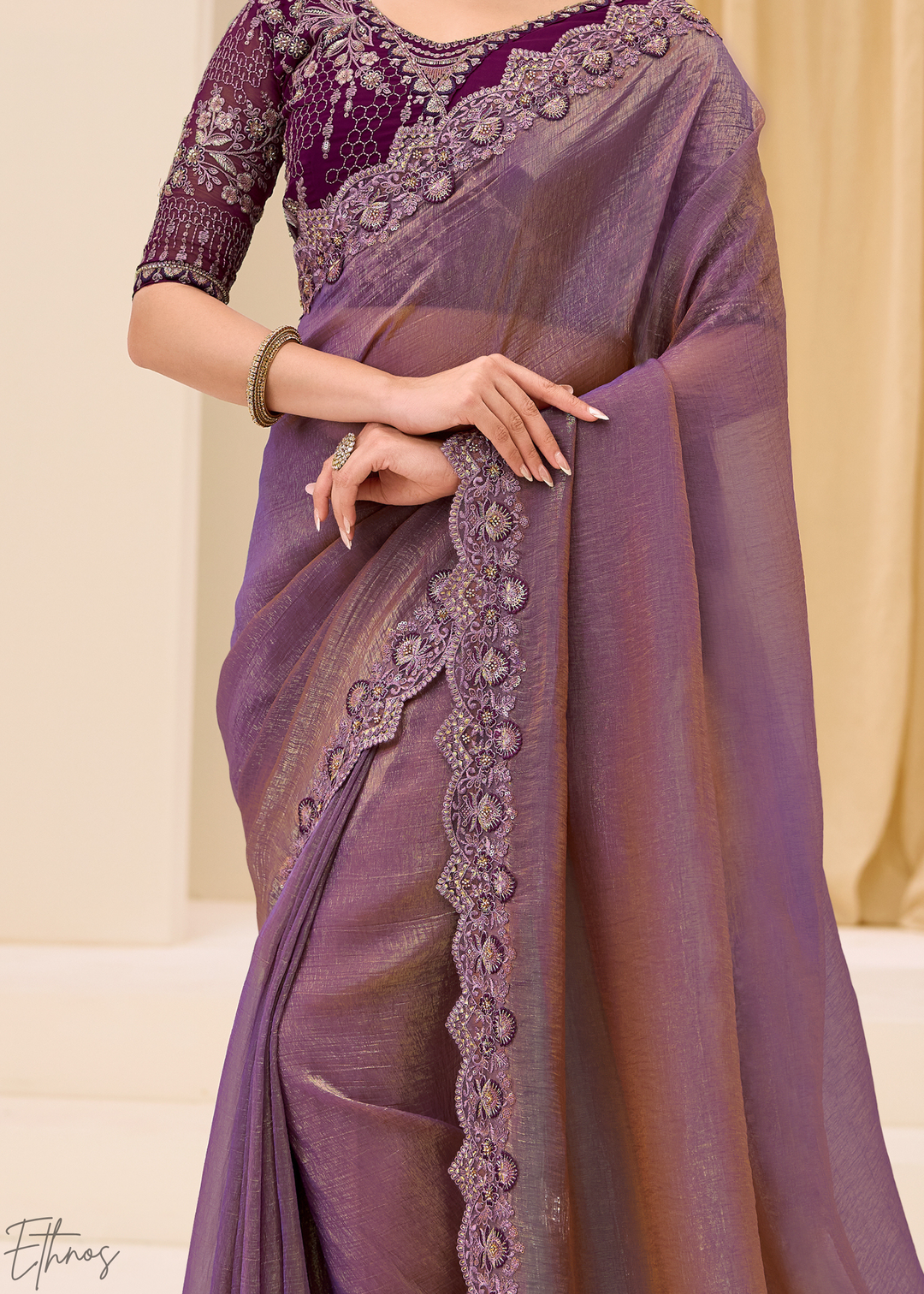 Lavender Iris Dual-Tone Two-Tone Georgette Saree