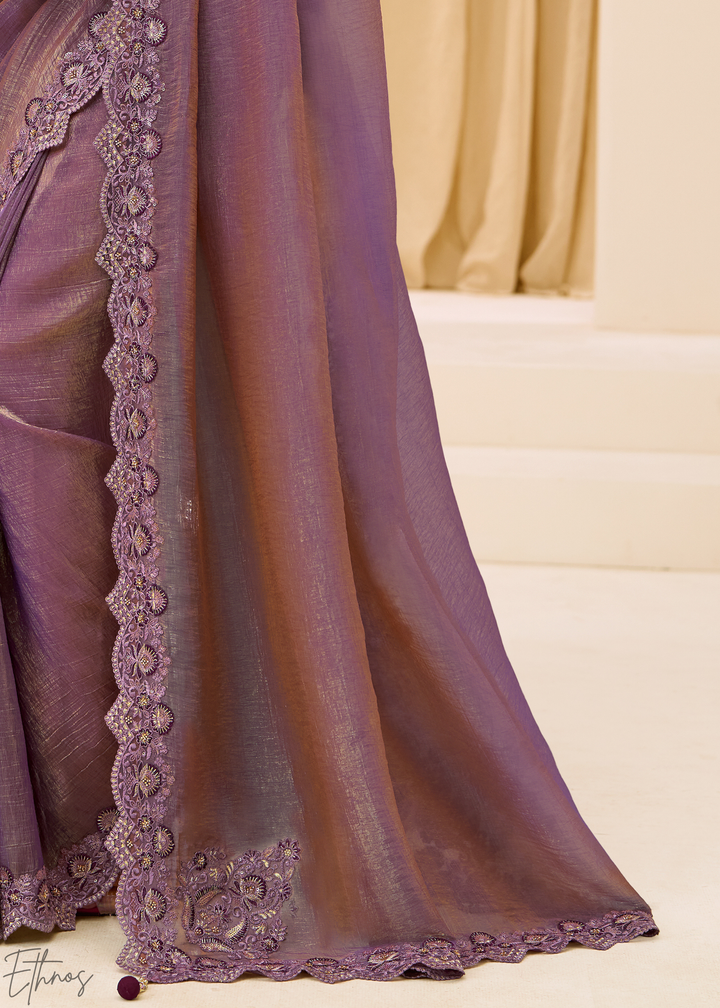 Lavender Iris Dual-Tone Two-Tone Georgette Saree