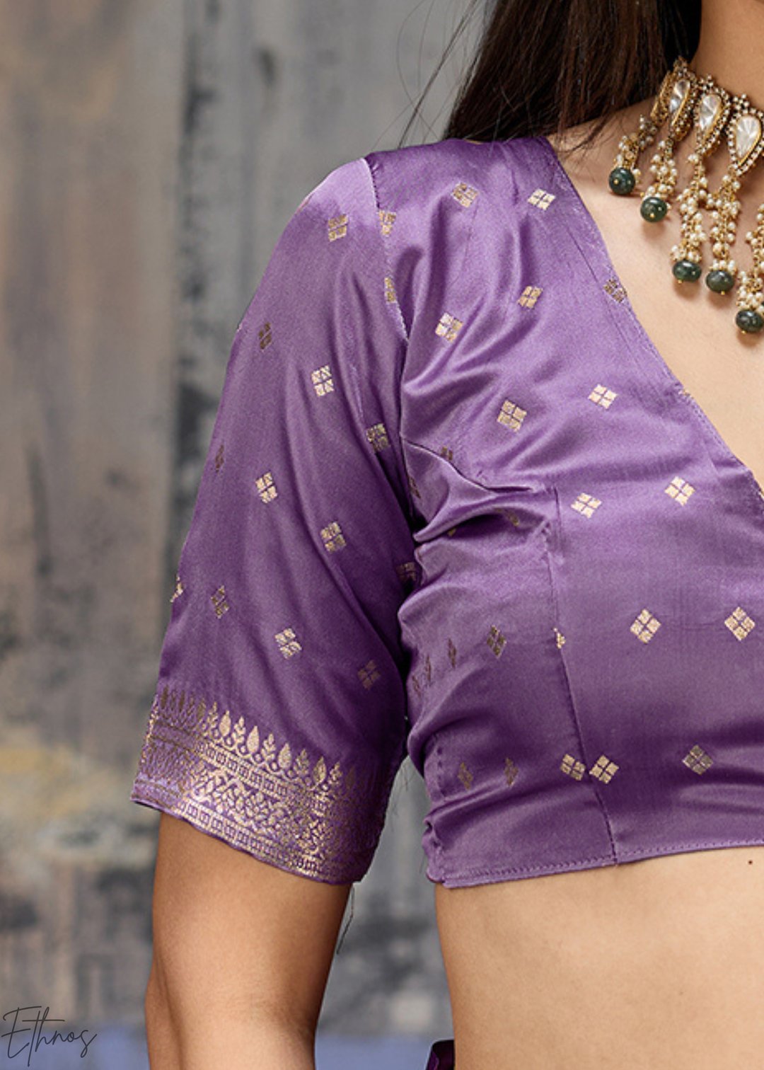 Lavender Majestic Feline Banarasi Satin Silk Saree