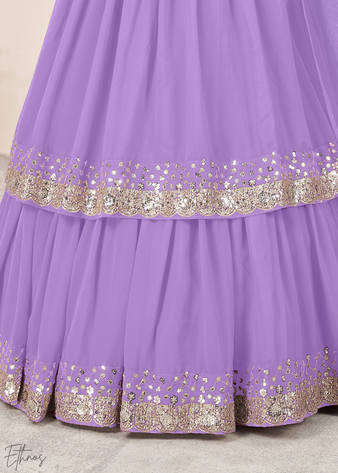 Lavender Sequins Georgette Lehenga