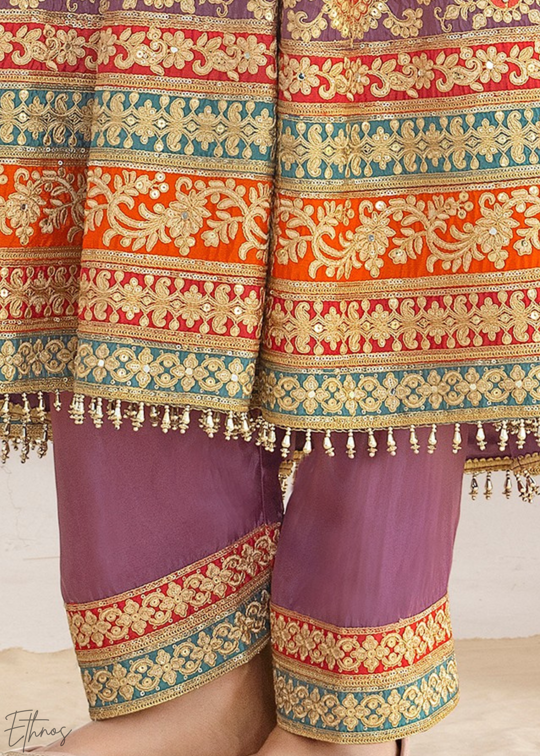 Lavender Embroidered Silk Anarkali Suit