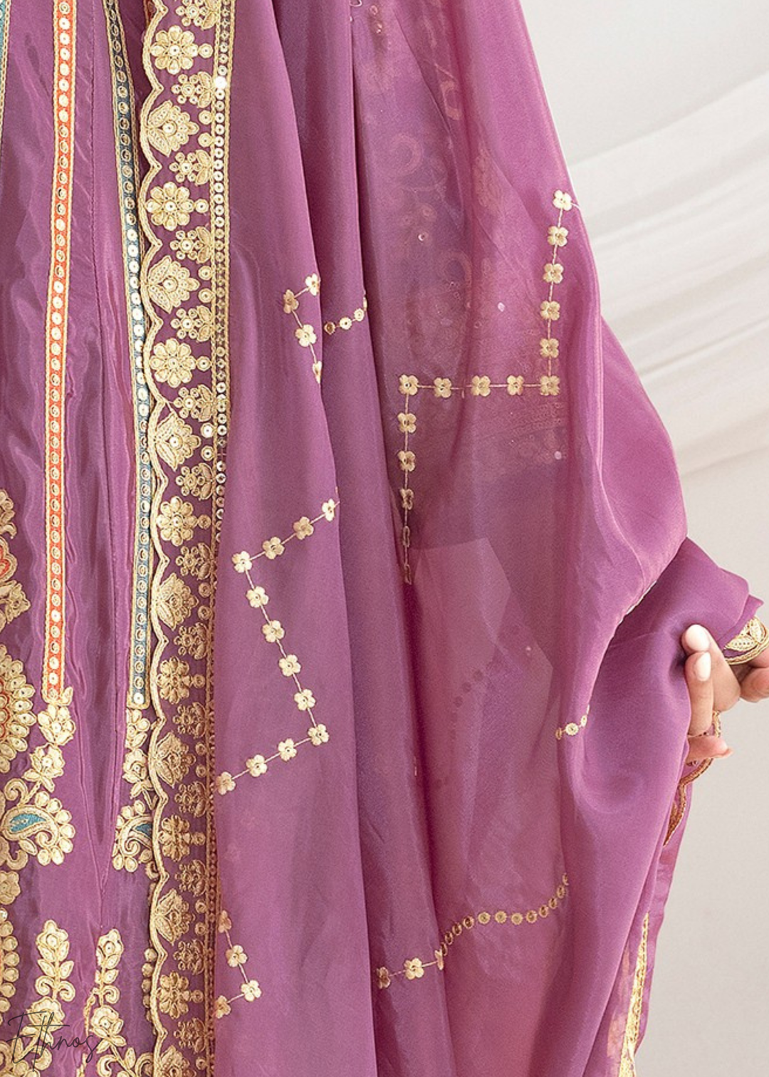Lavender Embroidered Silk Anarkali Suit