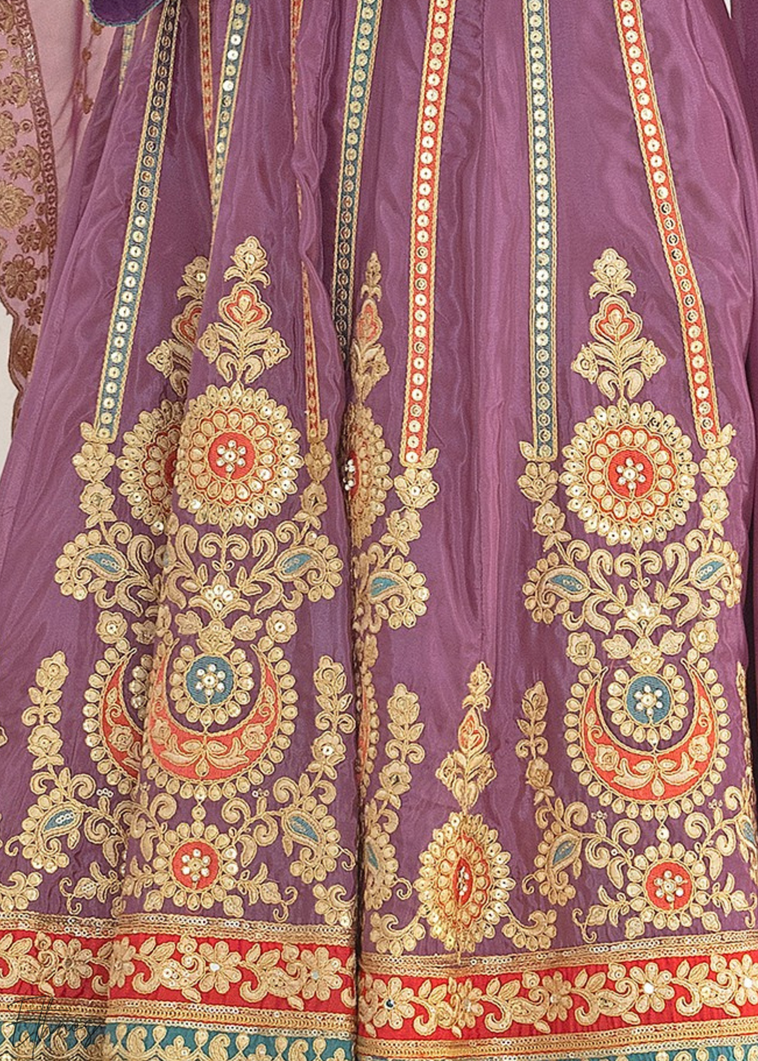 Lavender Embroidered Silk Anarkali Suit