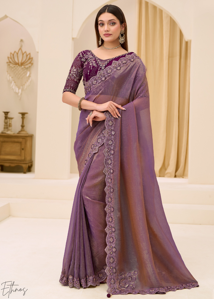 Lavender Iris Dual-Tone Two-Tone Georgette Saree