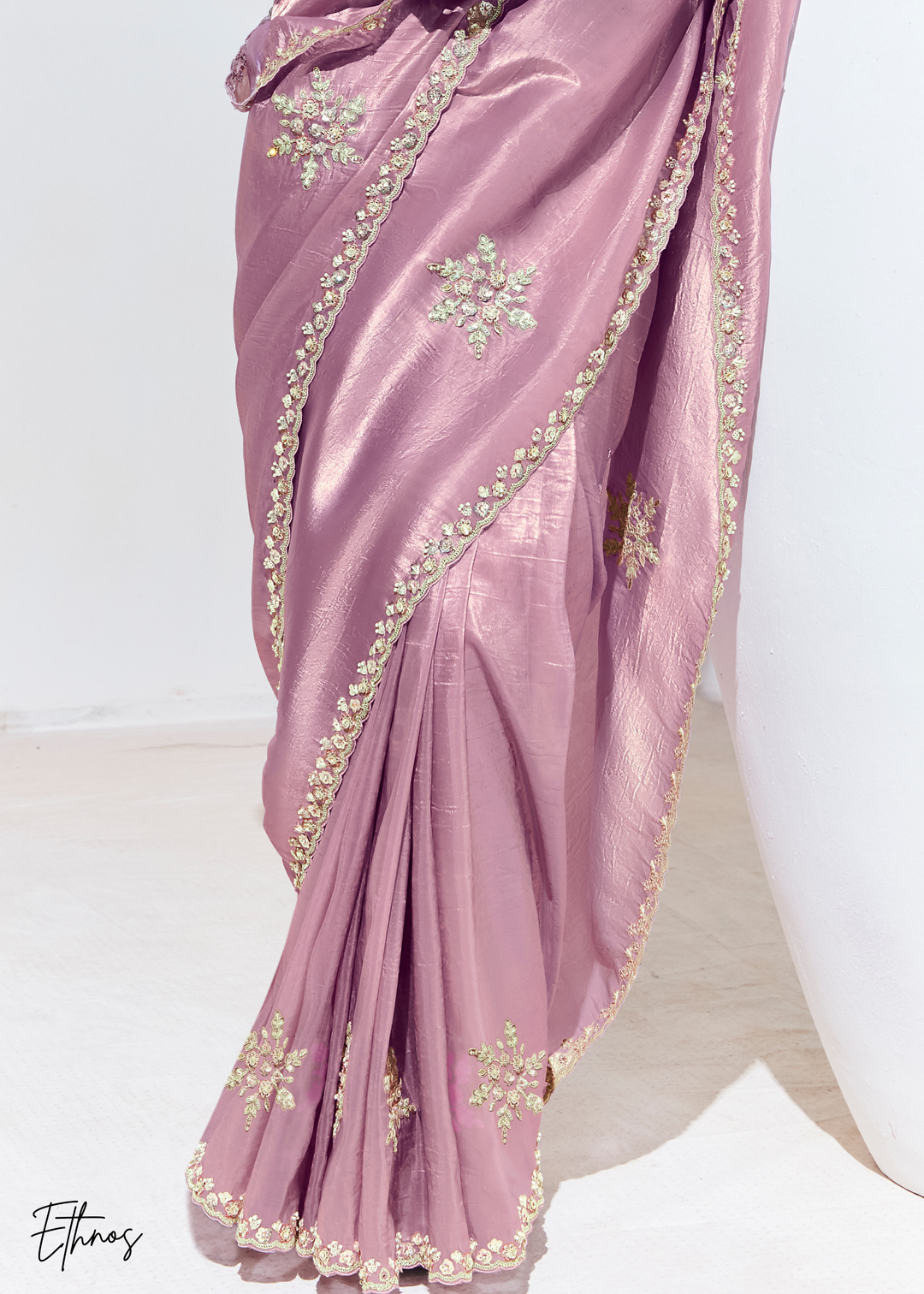 Lavender Purple Glass Tissue Organza Saree