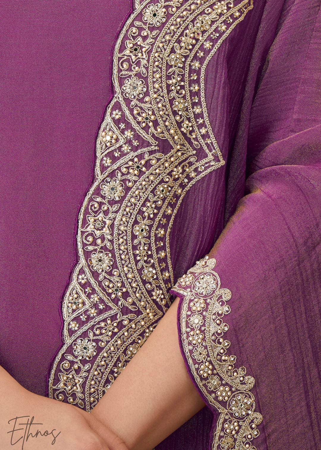 Lavender Purple Simar Silk Kaftaan Plazzo Suit