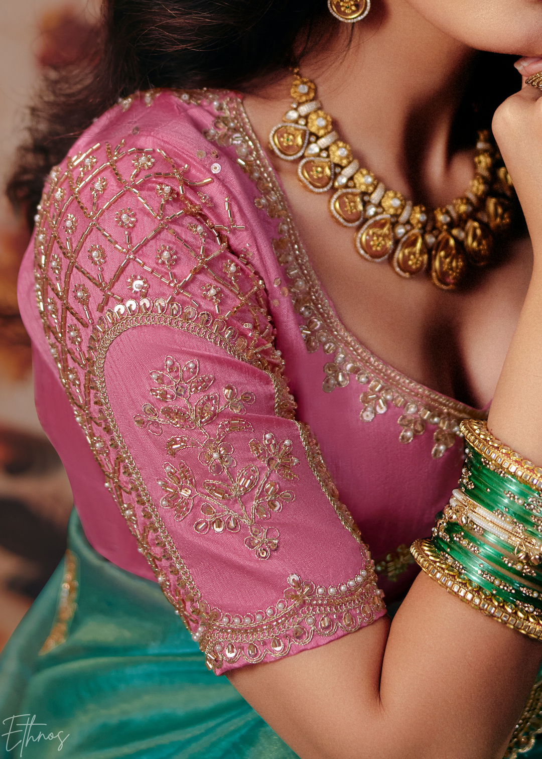 Light Mint Scattered Thread Organza Saree