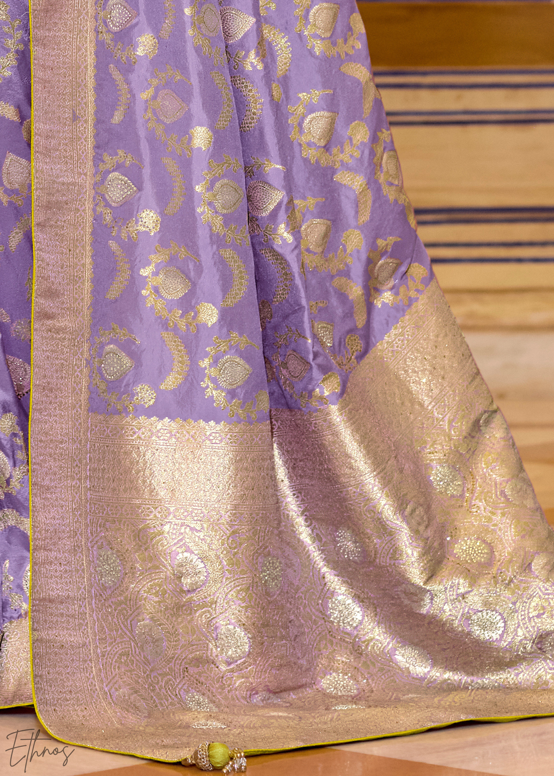 Lilac Purple Zari Crepe Silk Saree
