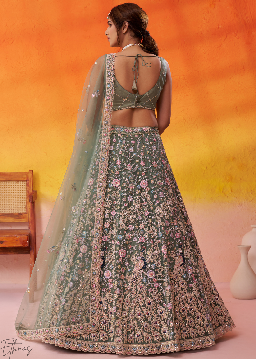 Lime Green Soft Net Lehenga Choli