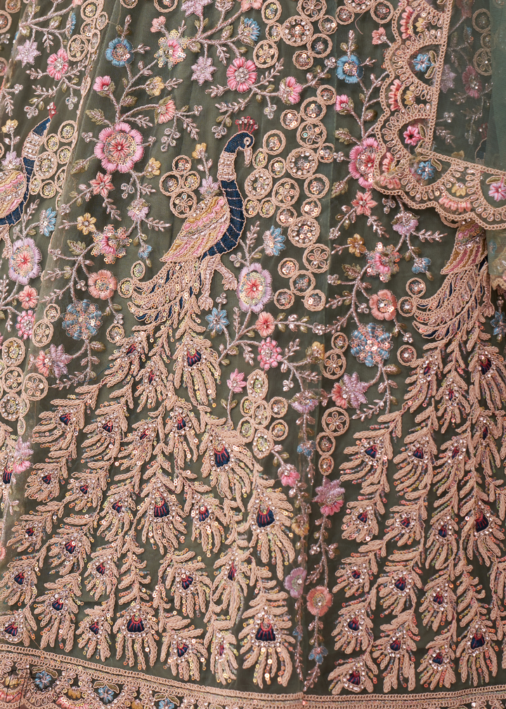 Lime Green Soft Net Lehenga Choli