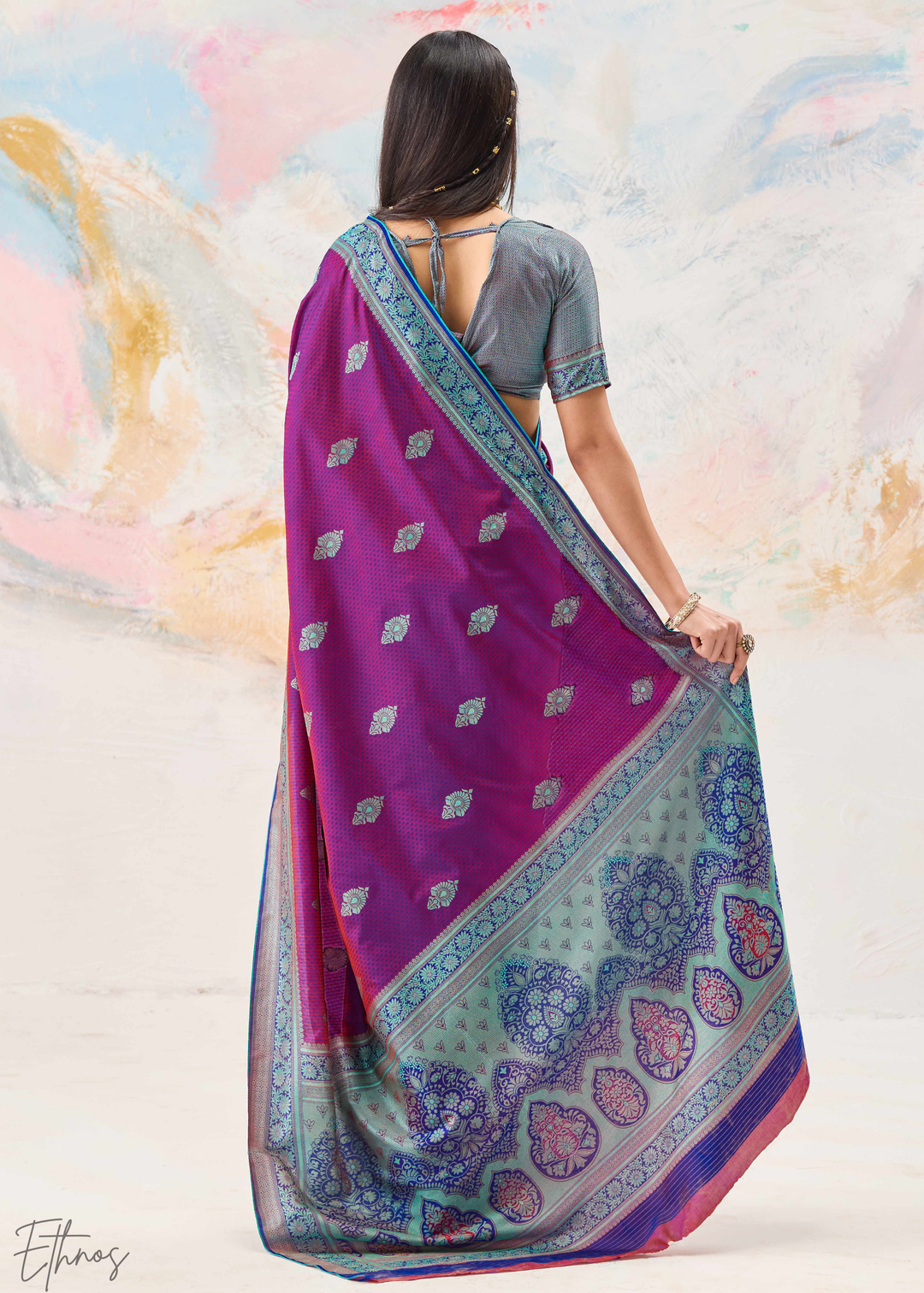 Magenta Jacquard Kanjivaram Silk Saree