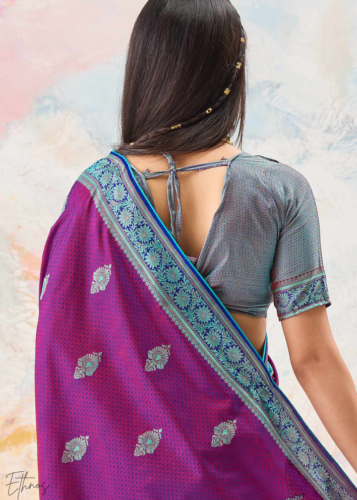 Magenta Jacquard Kanjivaram Silk Saree