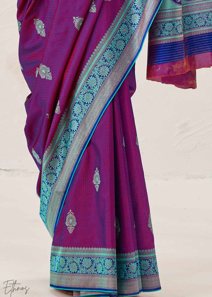 Magenta Jacquard Kanjivaram Silk Saree