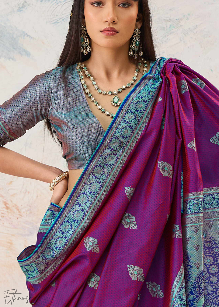 Magenta Jacquard Kanjivaram Silk Saree