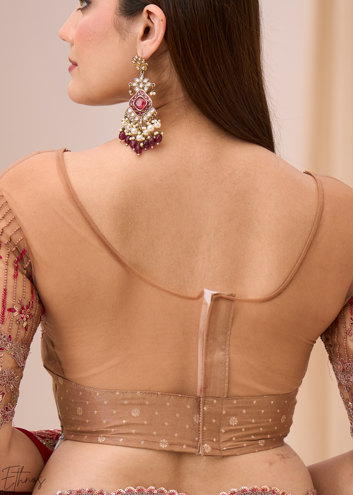 Magenta Pink Classic Border Satin Georgette Saree