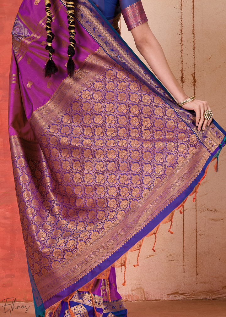 Magenta Pochampally Silk Saree
