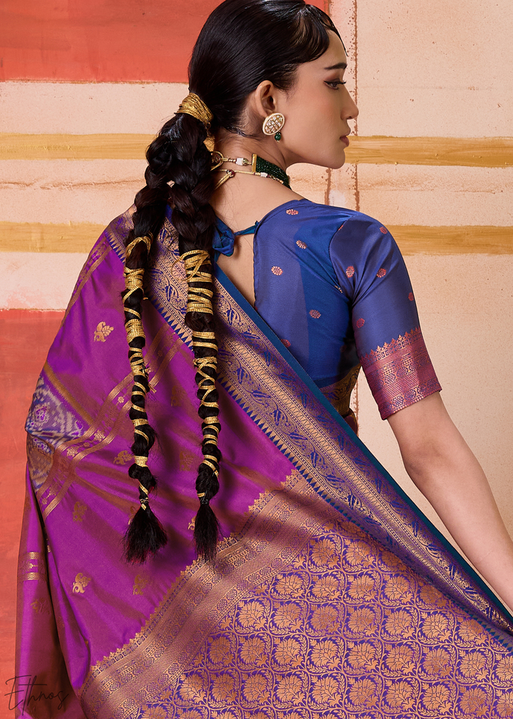 Magenta Pochampally Silk Saree