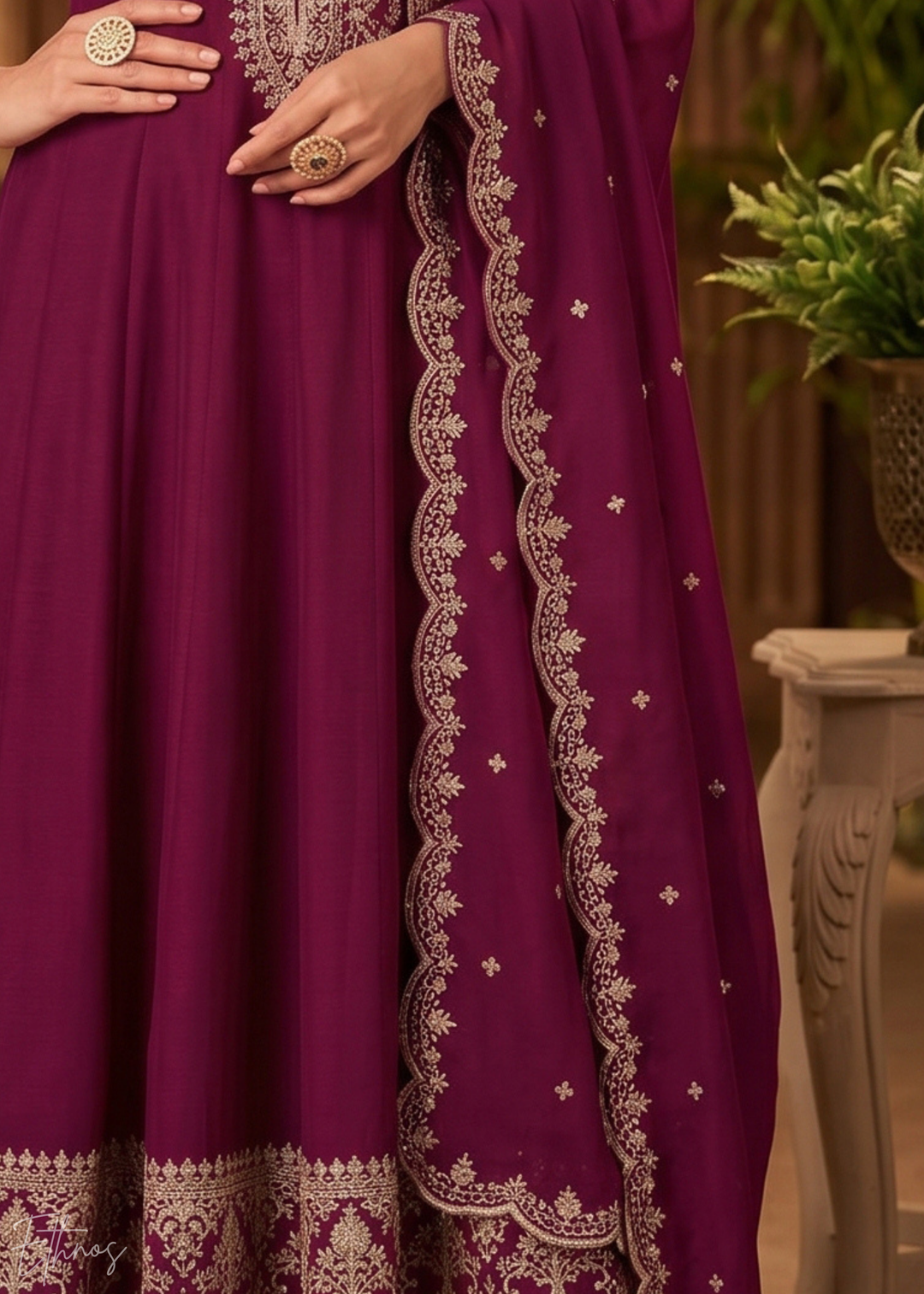 Magenta Purple Regal-Embroidered Silk Anarkali Suit