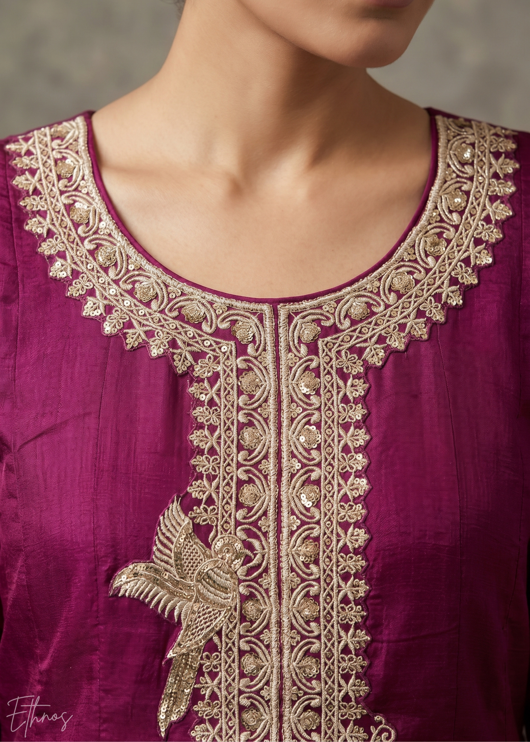 Magenta Purple Regal-Embroidered Silk Anarkali Suit