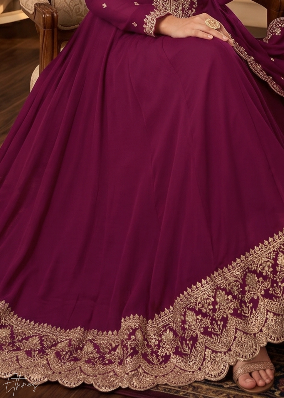 Magenta Purple Regal-Embroidered Silk Anarkali Suit