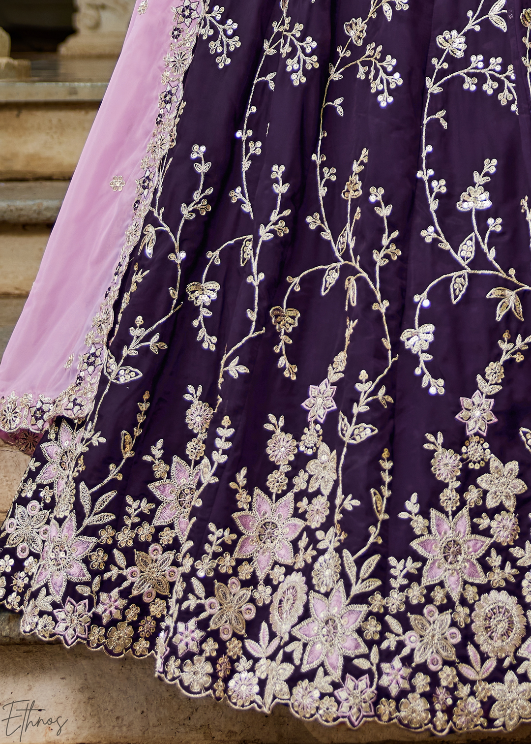 Magenta Radiant Blossom Organza Lehenga