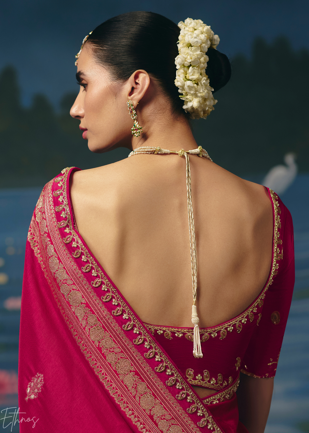 Magenta Traditional Zari Woven Border Dola Silk Saree