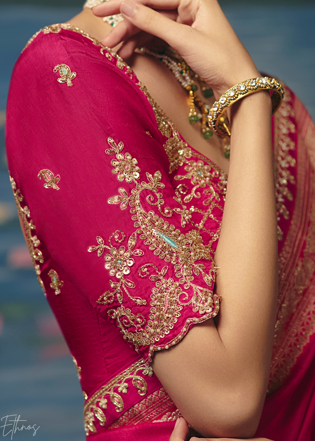 Magenta Traditional Zari Woven Border Dola Silk Saree
