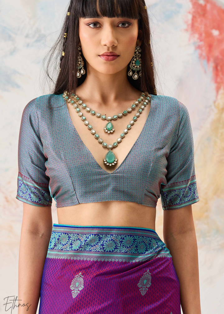 Magenta Jacquard Kanjivaram Silk Saree