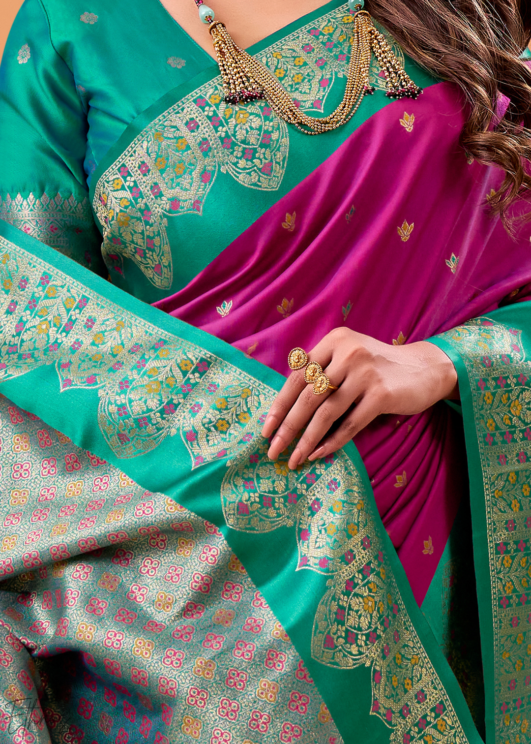 Magenta Satin Silk Saree