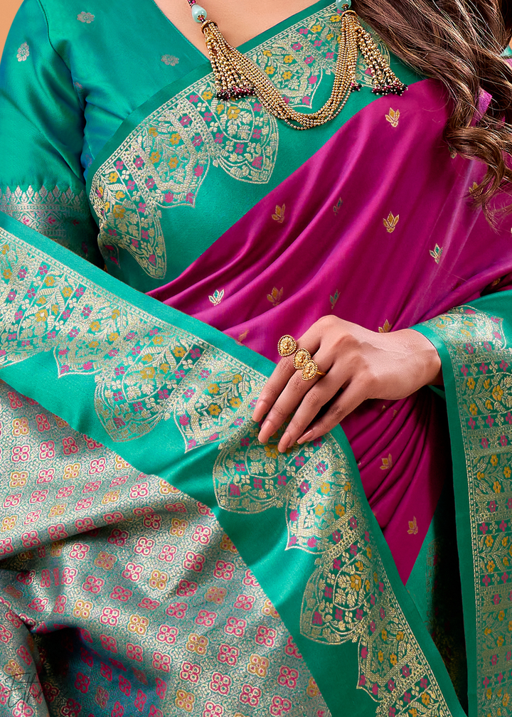 Magenta Satin Silk Saree