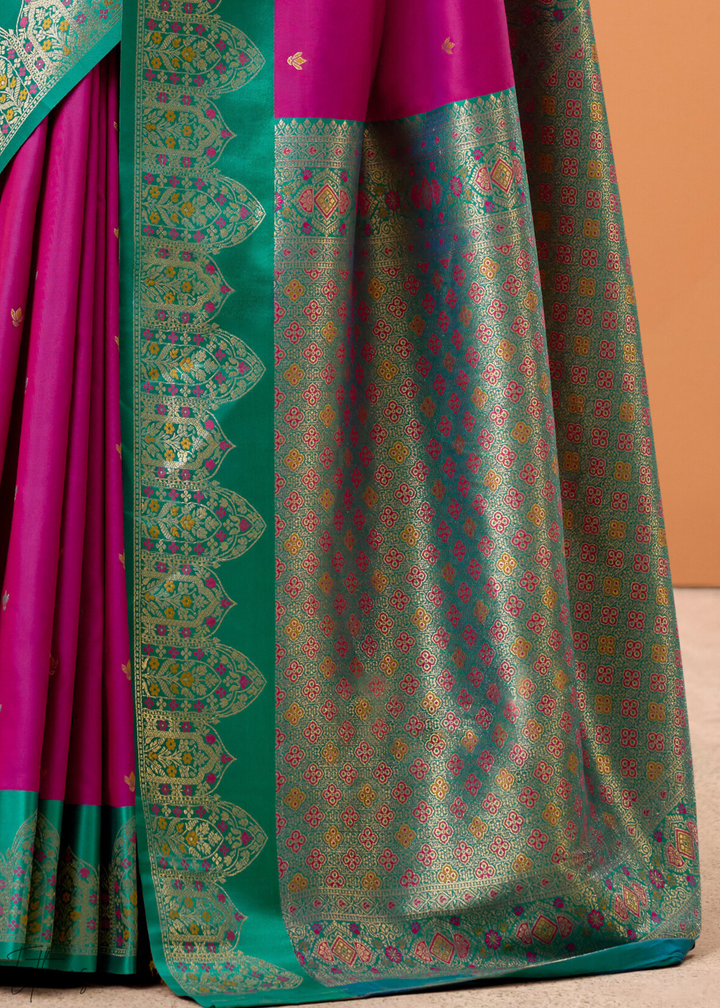 Magenta Satin Silk Saree