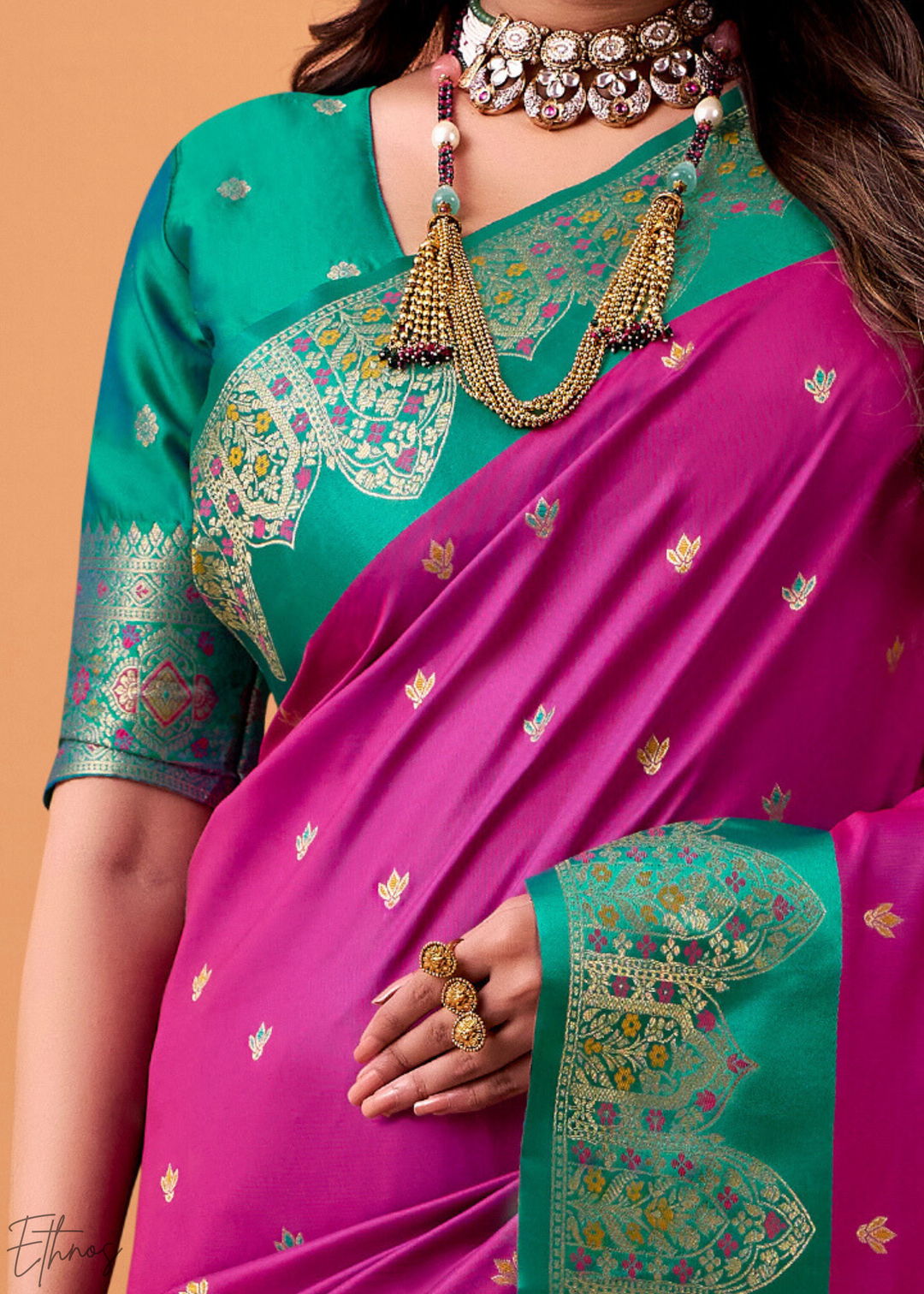 Magenta Satin Silk Saree