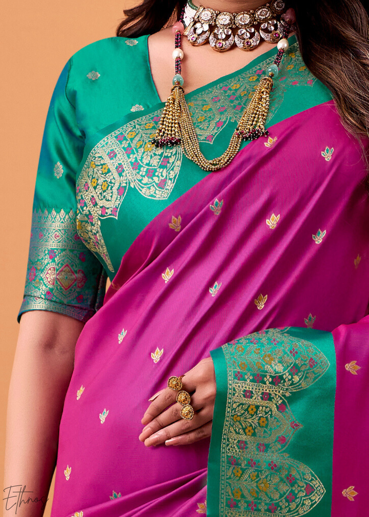 Magenta Satin Silk Saree