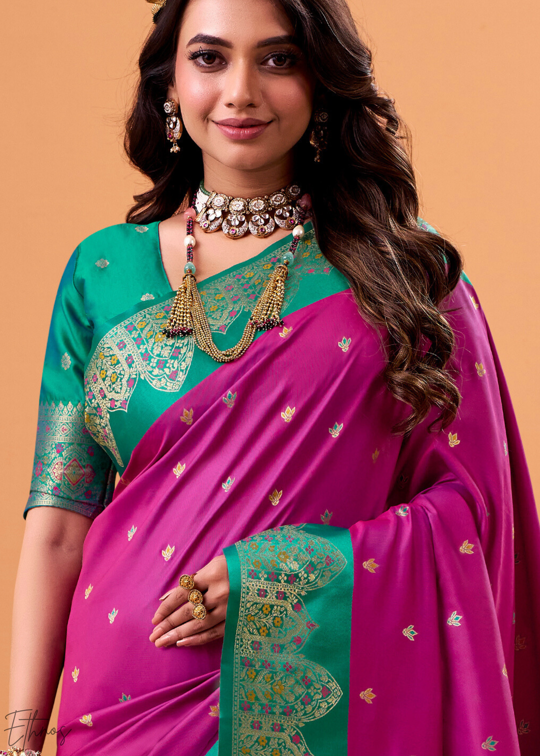 Magenta Satin Silk Saree