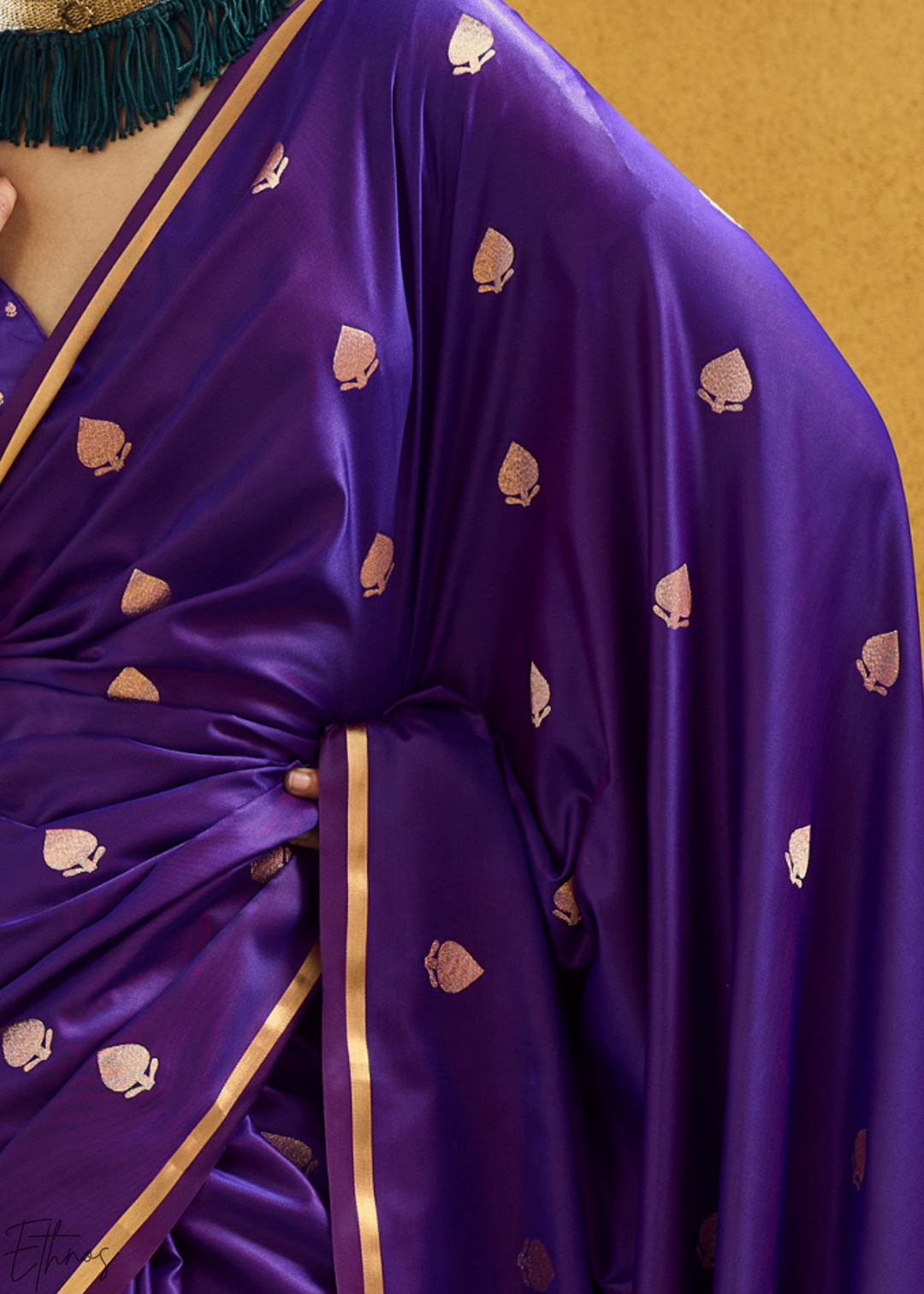 Majestic Amethyst Leheriya Chevron Satin Saree