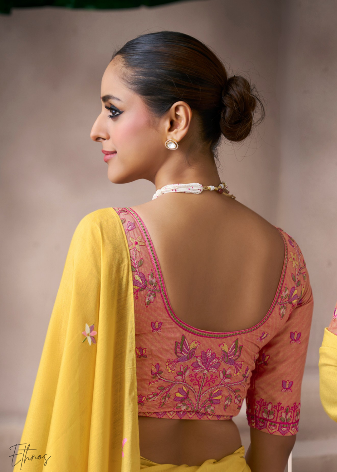 Marigold Yellow Meadow Flora Viscose Silk Saree