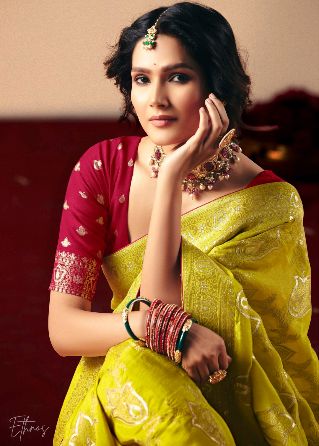 Marigold Yellow Zari Dola Silk Saree