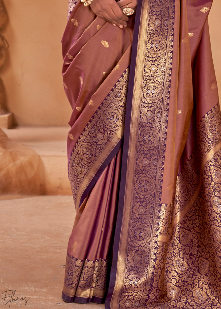 Mauve Purple Traditional Zari Woven Silk Saree