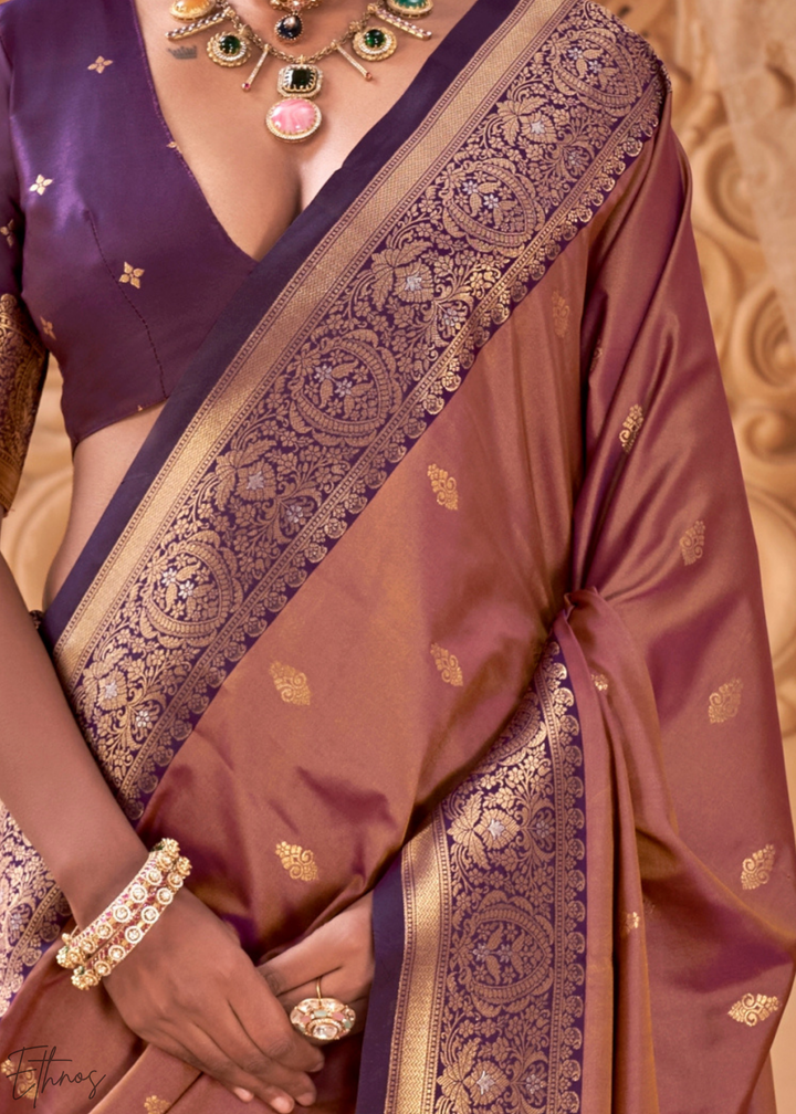 Mauve Purple Traditional Zari Woven Silk Saree