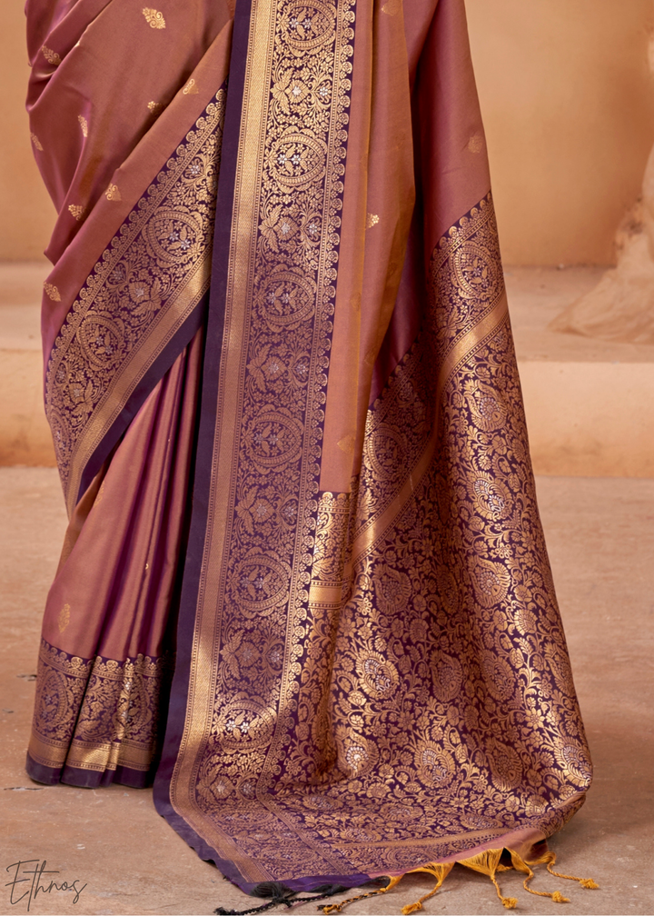Mauve Purple Traditional Zari Woven Silk Saree