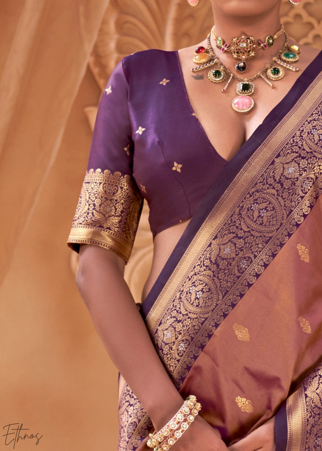 Mauve Purple Traditional Zari Woven Silk Saree