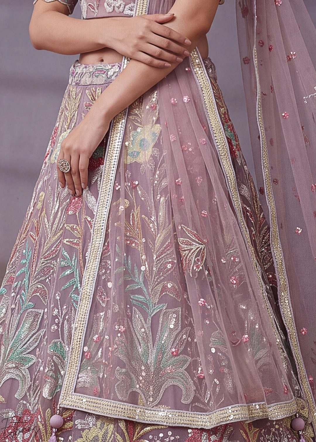 Mauve Radiant Blossom Soft Net Lehenga Choli