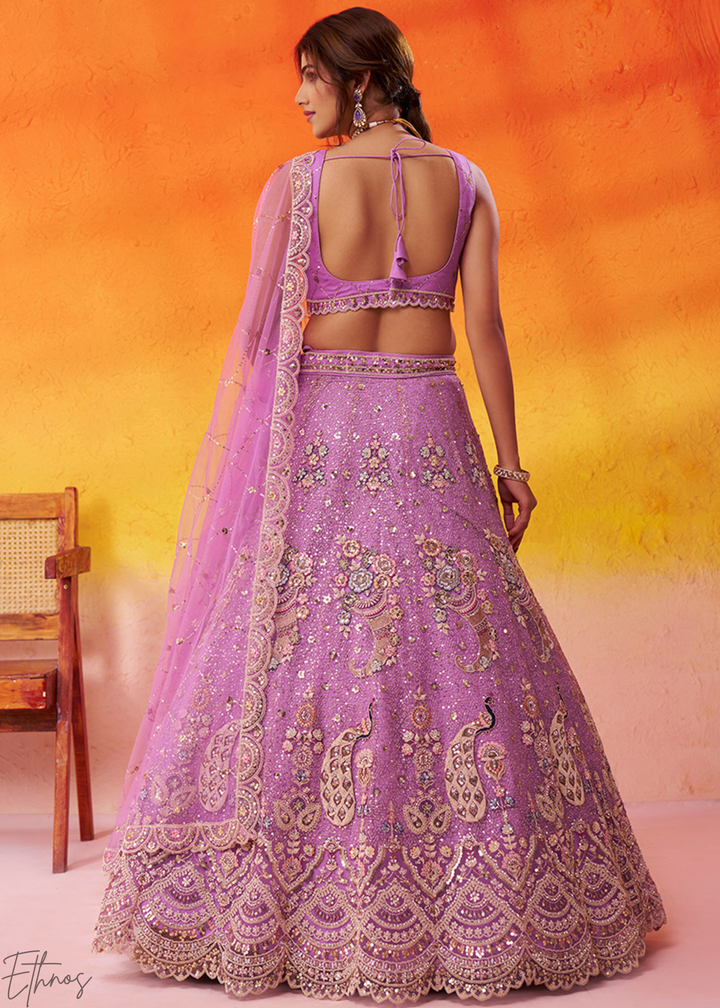 Mauve Soft Net Lehenga Choli