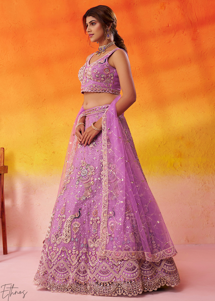 Mauve Soft Net Lehenga Choli
