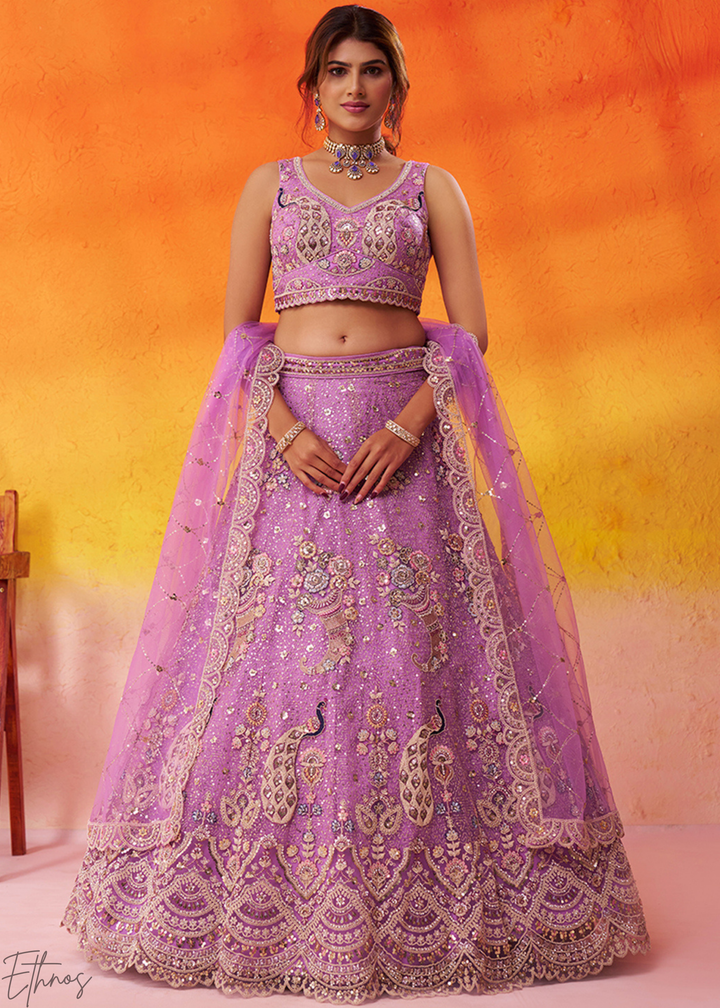 Mauve Soft Net Lehenga Choli