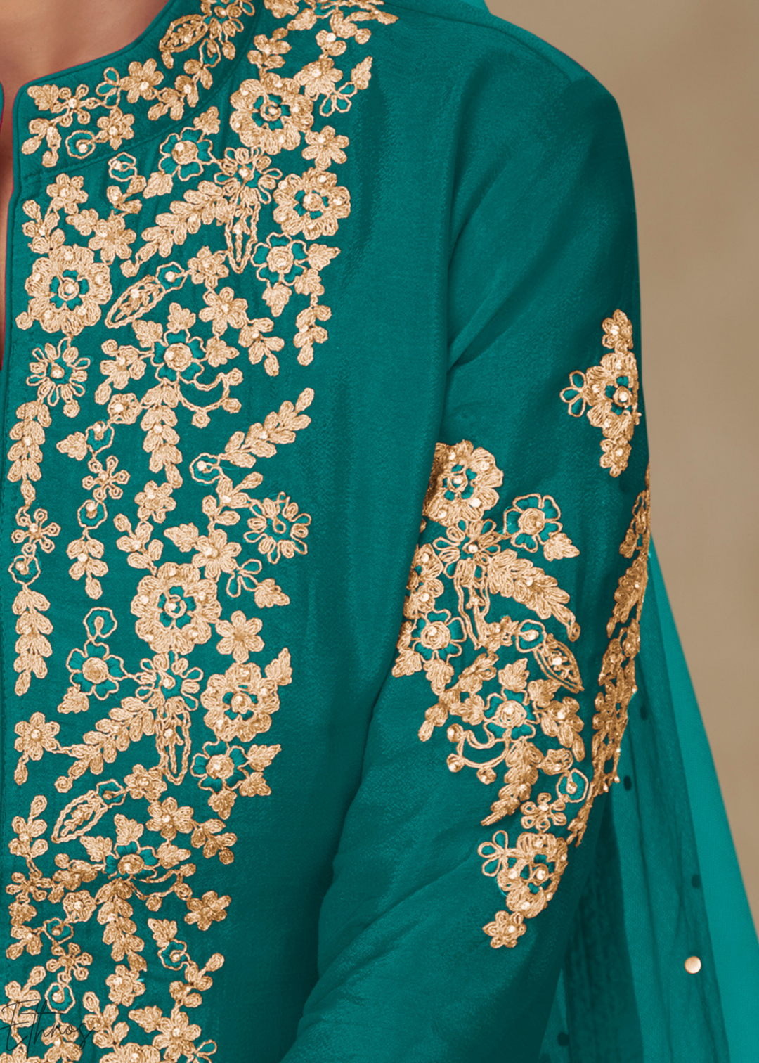 Mediterranean Teal Majestic Baroque Chinon Palazzo Suit