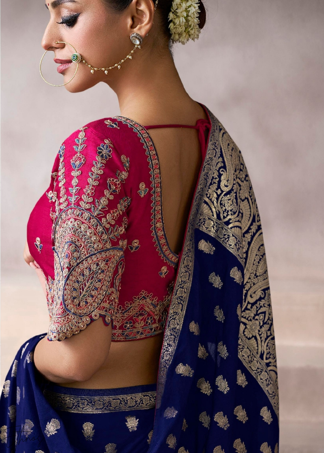 Midnight Starburst Weave Crepe Silk Saree