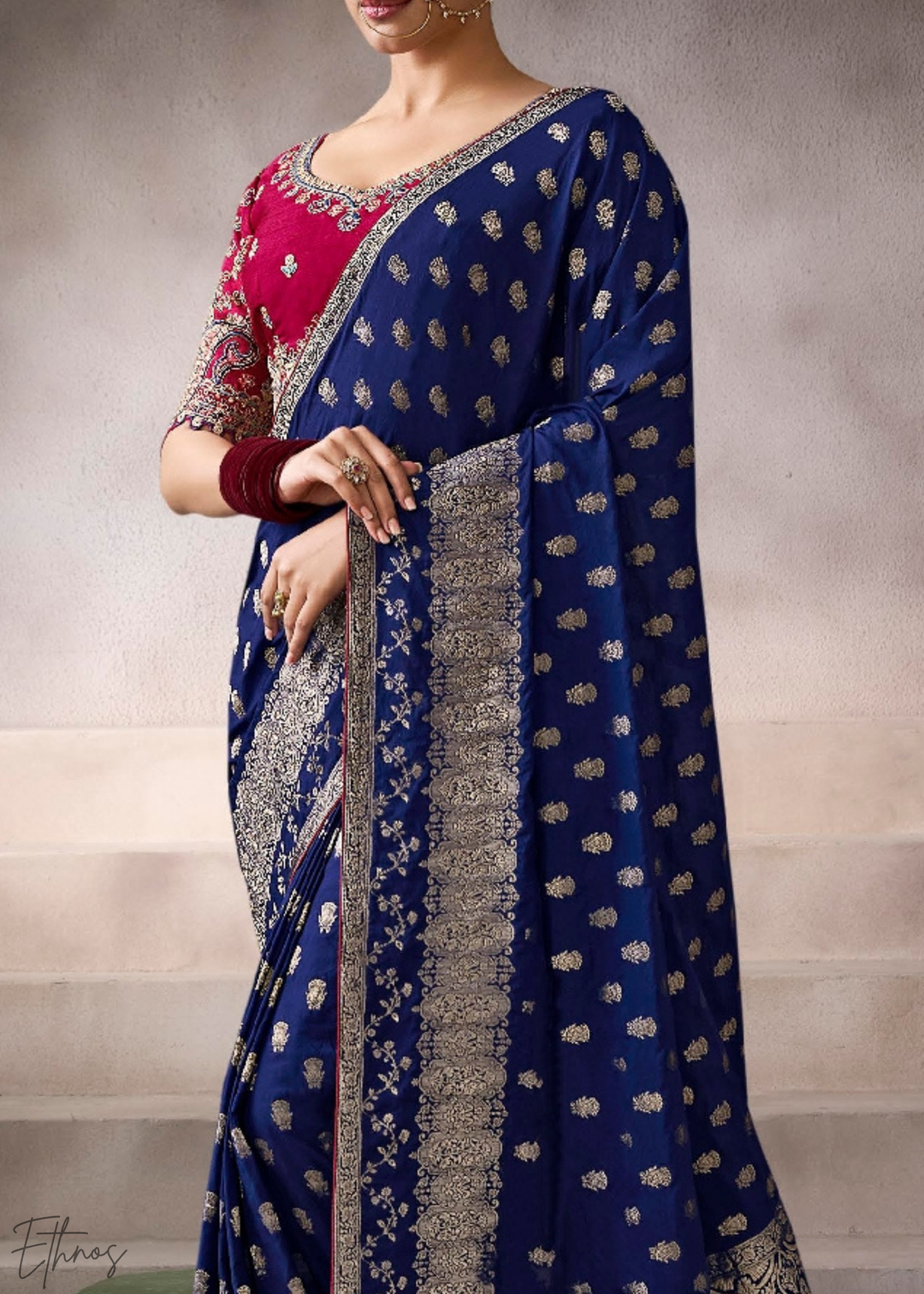 Midnight Starburst Weave Crepe Silk Saree